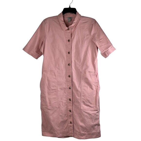 Duluth Trading Co. DuluthFlex Fire Hose Ltd. Shirt Dress Sz Med Pink Farm Core - Picture 1 of 7